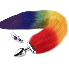 Flexible and Removable Fur Metallic Tail Butt Plug 17 Inches Long