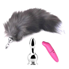 Dark Fox Tail With Vibrating Anal Plug, 15'