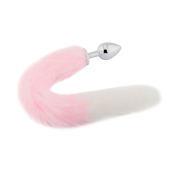 Pink with White Fox Metal Tail Plug, 18'