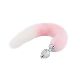 Fox Tail Plug, Pink with White 18'