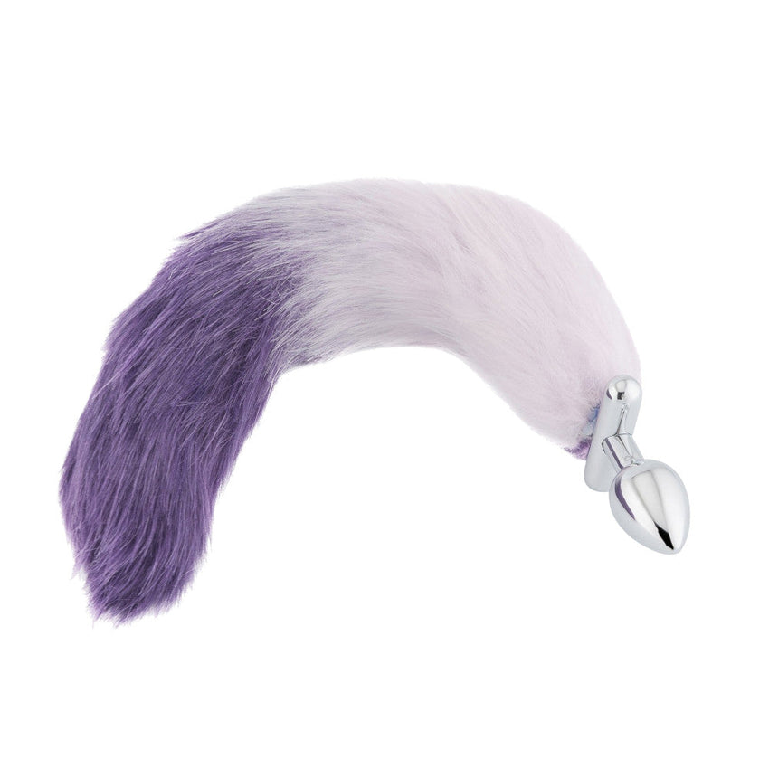 Purple & White Fox Shapeable Metal Tail Plug, 18'