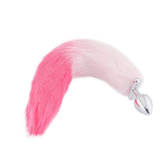 Pink with White Fox Shapeable Metal Tail Plug, 18'