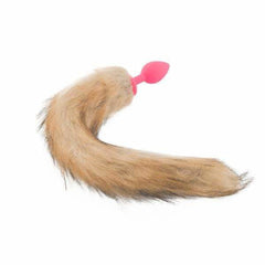 Brown & Pink Fox Silicone Tail Plug, 18'