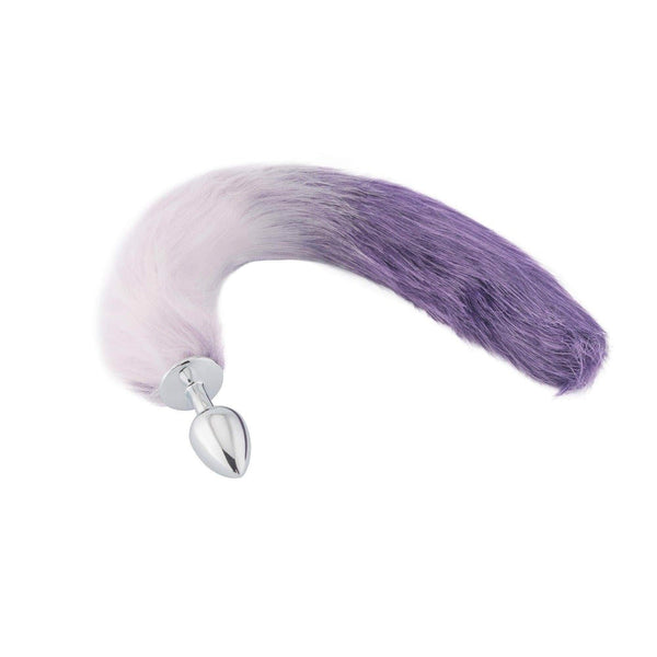 Fox Tail Metal Plug, White With Purple 18'