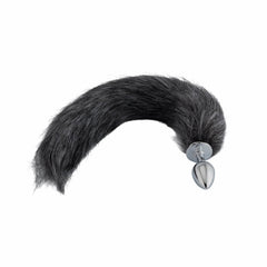 Dark Grey Fox Metal Tail Plug, 18'