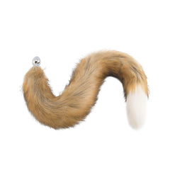 Fox Tail Stainless Steel Plug, Brown with White 32'