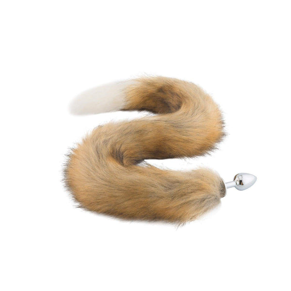 Fox Tail Stainless Steel Plug, Brown with White 32'