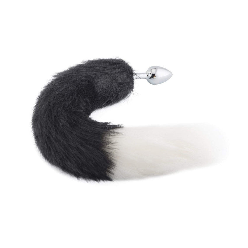 Fox Tail Metal Plug, Black With White 18'