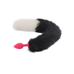 18' Black With White Fox Tail Silicone Plug