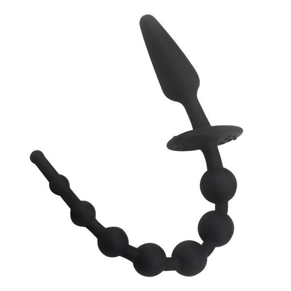 11' Black Silicone Beaded Dog Tail Butt Plug