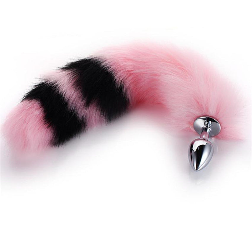 Pink with Black Fox Metal Tail Plug, 14'