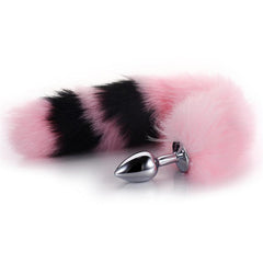 Pink with Black Fox Metal Tail Plug, 14'