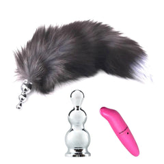 Dark Fox Tail With Vibrating Anal Plug, 15'