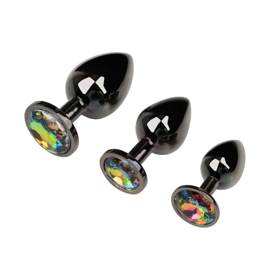 Iridescent Gunmetal Princess Anal Plug Set (3 Piece)