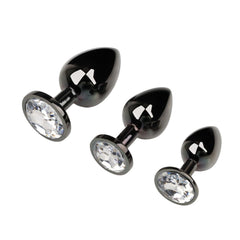 Gunmetal Jeweled Butt Plug Set (3 Piece)