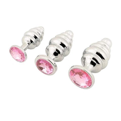 Silver Sisandsis Dress Jeweled Butt Plug 3-Piece Set