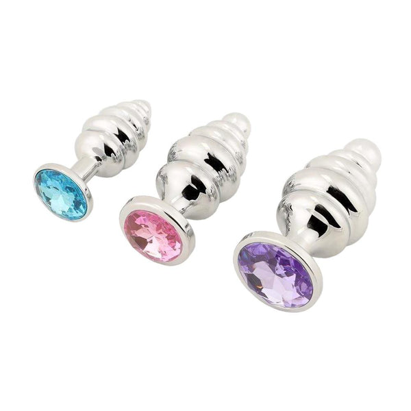 Silver Sisandsis Dress Jeweled Butt Plug 3-Piece Set