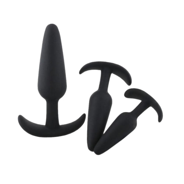 Sai-Shaped Black Silicone Butt Plug 3.27 to 4.84 Inches Long