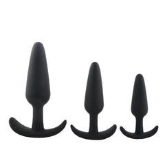 Sai-Shaped Black Silicone Butt Plug 3.27 to 4.84 Inches Long