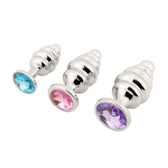 Ribbed Jeweled Butt Plug Set (3 Piece)