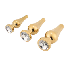 Tapered Gold Jeweled Plug 3 Piece Set