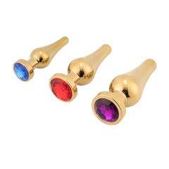 Tapered Gold Jeweled Plug 3 Piece Set