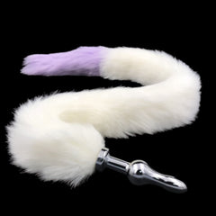 31' Stainless & Silicone White and Purple Tail Plug