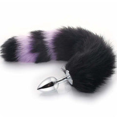 Black With Purple Fox Metal Tail Plug, 14'