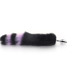 Black With Purple Fox Metal Tail Plug, 14'