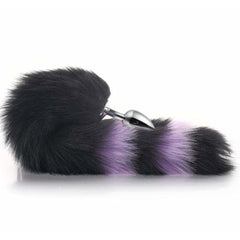 Black With Purple Fox Metal Tail Plug, 14'