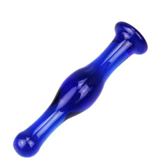 Blue Curvy Glass Anal Plug Dildo