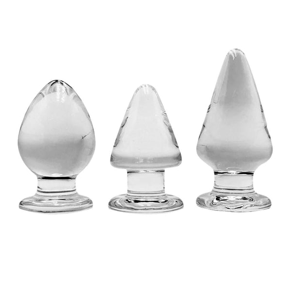 3 Sizes Large Transparent Glass Butt Plug