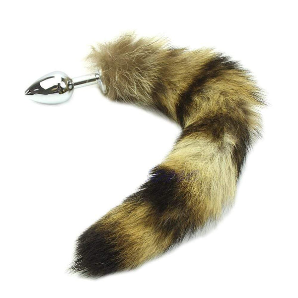 11' Stainless Light Brown Raccoon Tail Plug