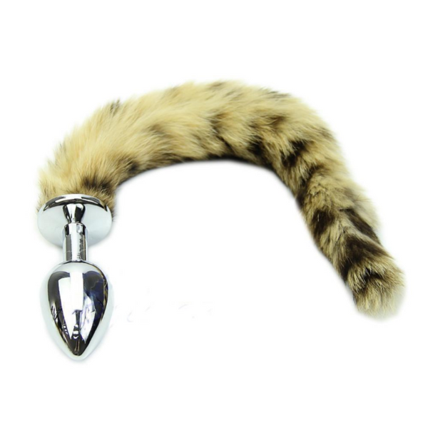 8' Stainless Light Brown Raccoon Tail Plug