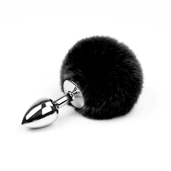 Black Stainless Steel Bunny Tail Plug