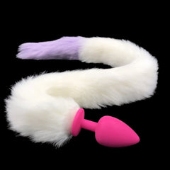 31' Stainless & Silicone White and Purple Tail Plug