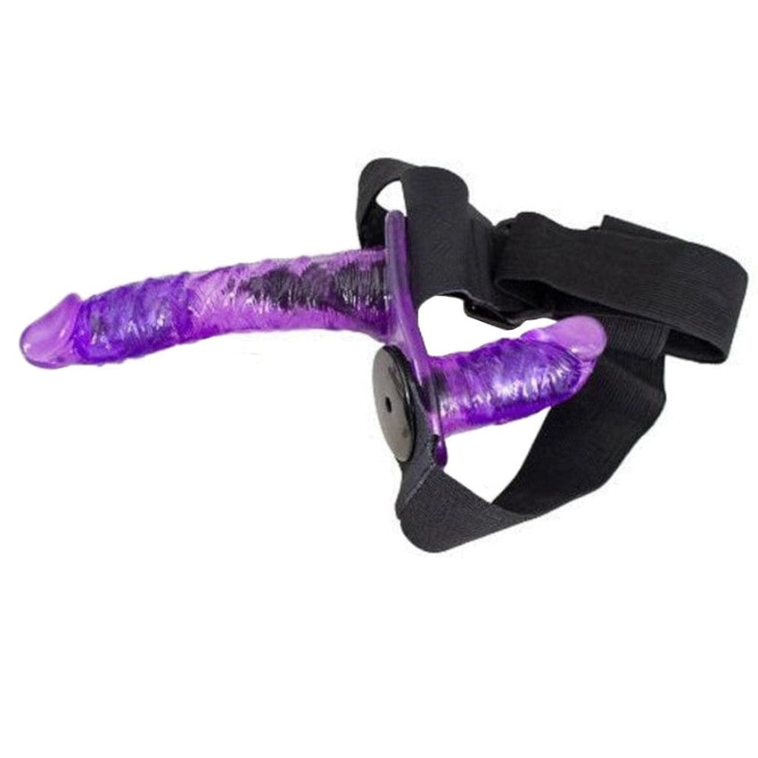 Transparent Purple Double Ended Vibrating Strap On