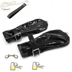 Black Glossy Hand Restraint Mitts