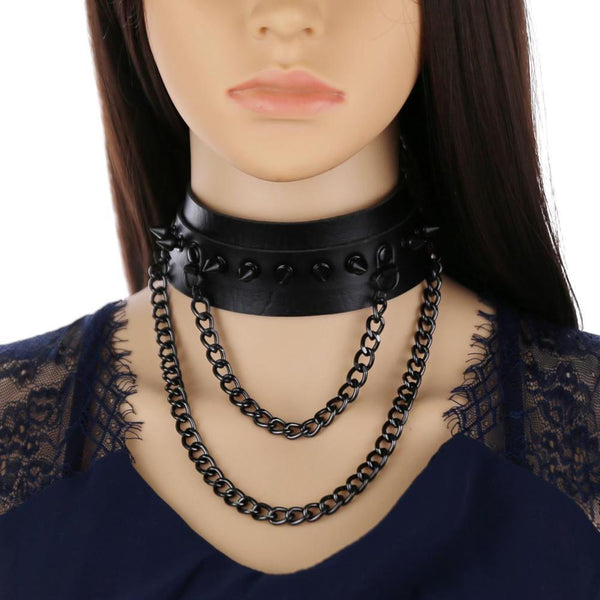 Spiked Trendy Goth Leather Choker