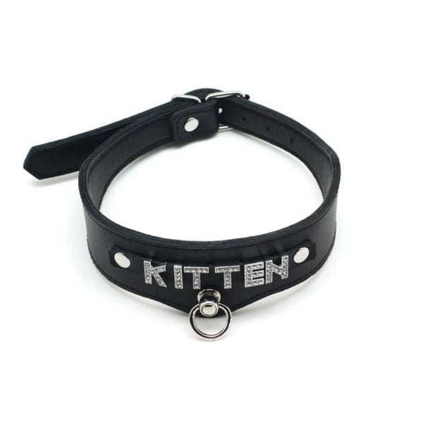 Black Leather BDSM Kitten Collar