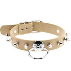 Gothic Colored Leather Spiked Collar