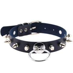 Gothic Colored Leather Spiked Collar