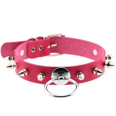 Gothic Colored Leather Spiked Collar