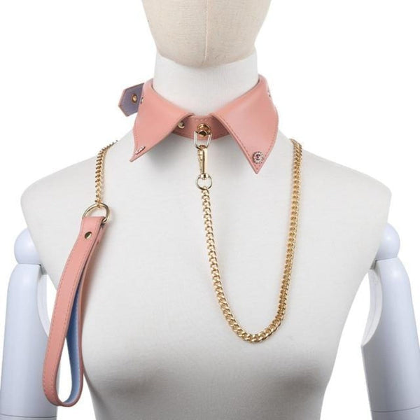 Modern Leather Tie Bondage Collar