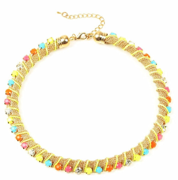 Colorful Jewel-Encrusted Choker Collar