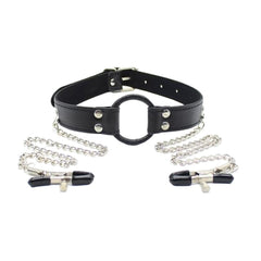 Leather Nipple Clamp Bra