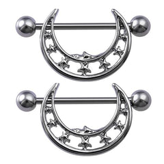 Moon and Stars Cute Nipple Rings