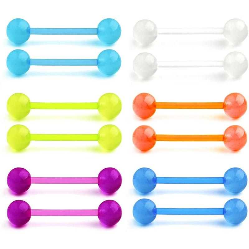 Multicolored Acrylic Nipple Piercing Retainer Set