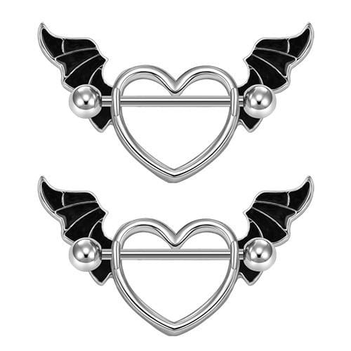 Bat Winged Heart Nipple Ring