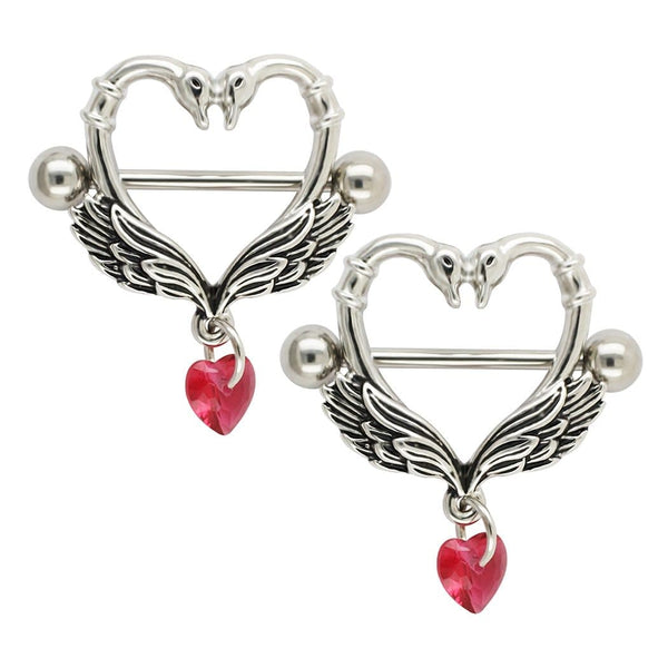 Classic Swan Heart Shaped Nipple Jewelry